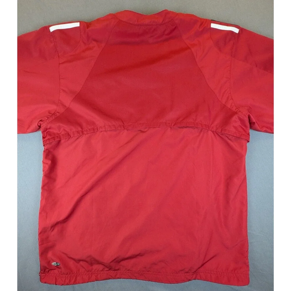 Wisconsin Badgers Jacket Mens Medium Red Adidas Pullover Windbreaker V-Neck